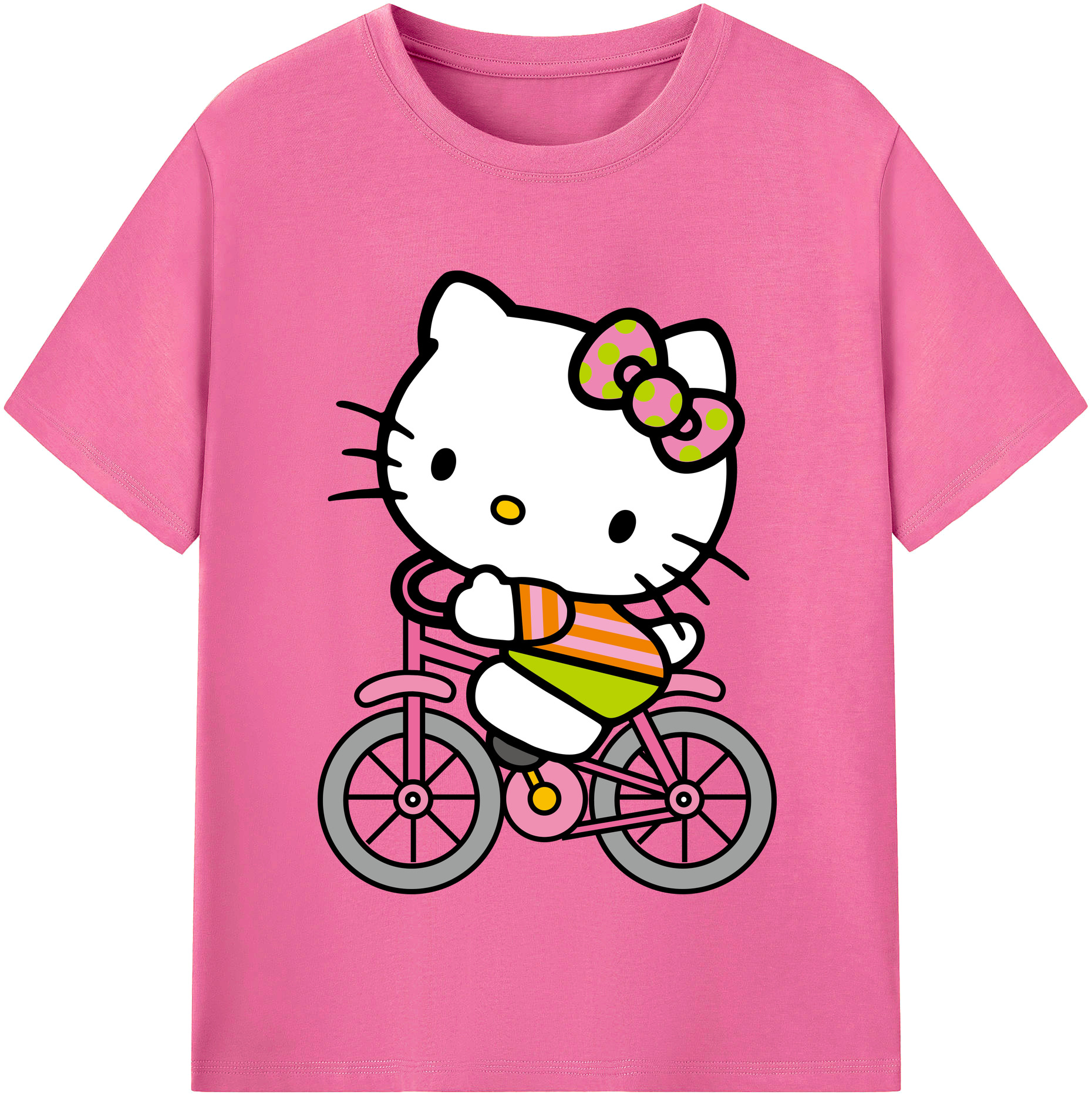 （画像用） Hello Kitty ハローキティ レディースカジュアルプリントTシャツ（綿100％）